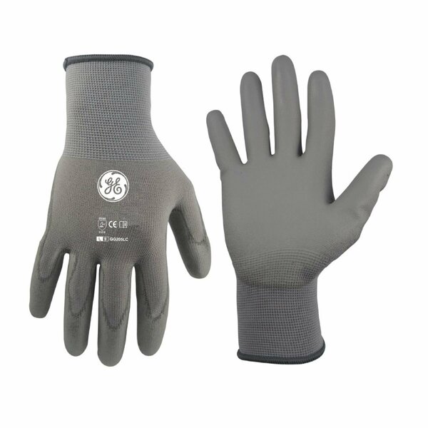 Ge PU Dipped Gloves, 15 GA, Gray, 12 Pair, L GG205LC